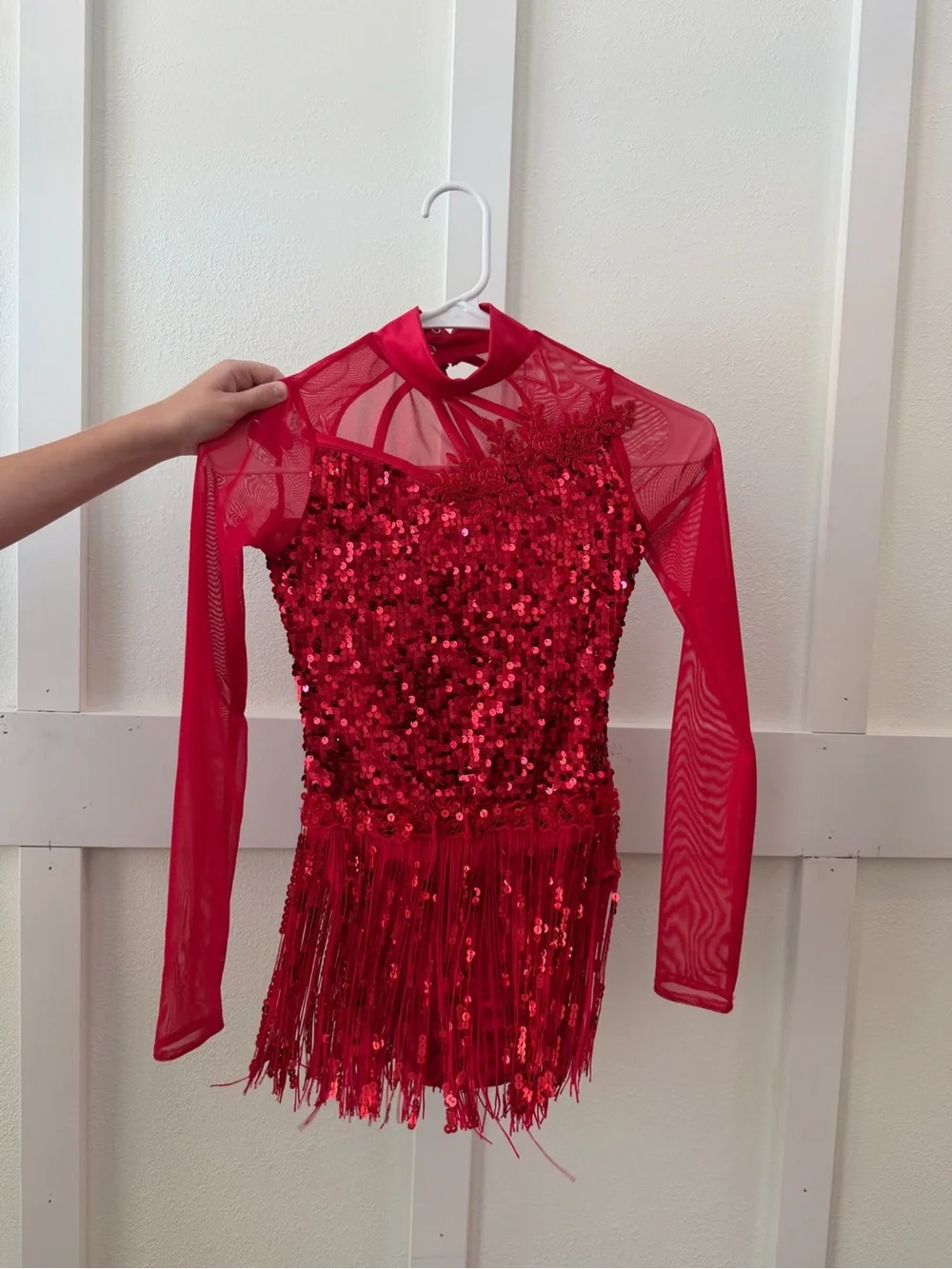 Weissman Red Sequin Fringe Dance Costume